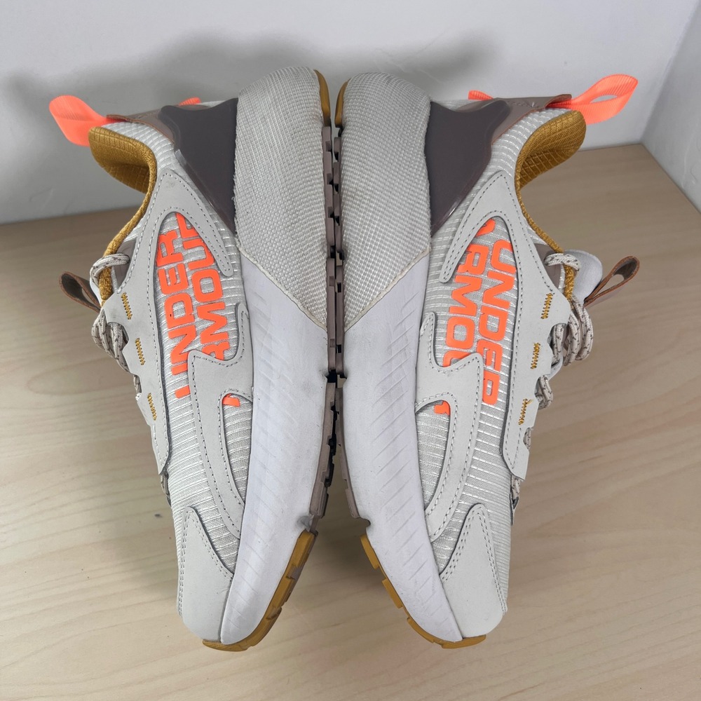 Under Armour HOVR Mega 3 Women 8.5 Grey Orange Running Shoes 3026629-102 - Picture 3 of 8